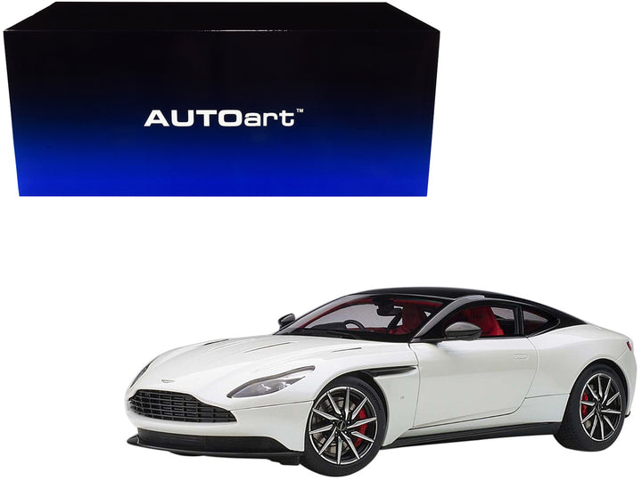 Aston Martin DB11 Morning Frost White Metallic with Black Top and Red Interior 1/18 Model Car by Autoart-0