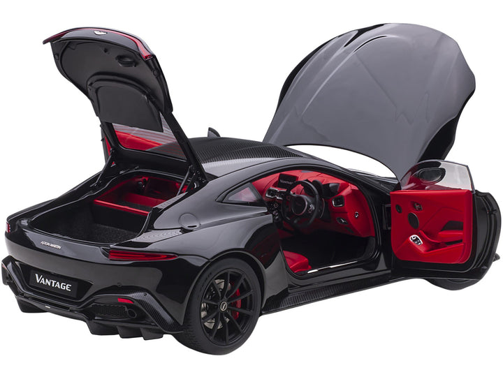 2019 Aston Martin Vantage RHD (Right Hand Drive) Jet Black with Red Interior 1/18 Model Car by Autoart-1