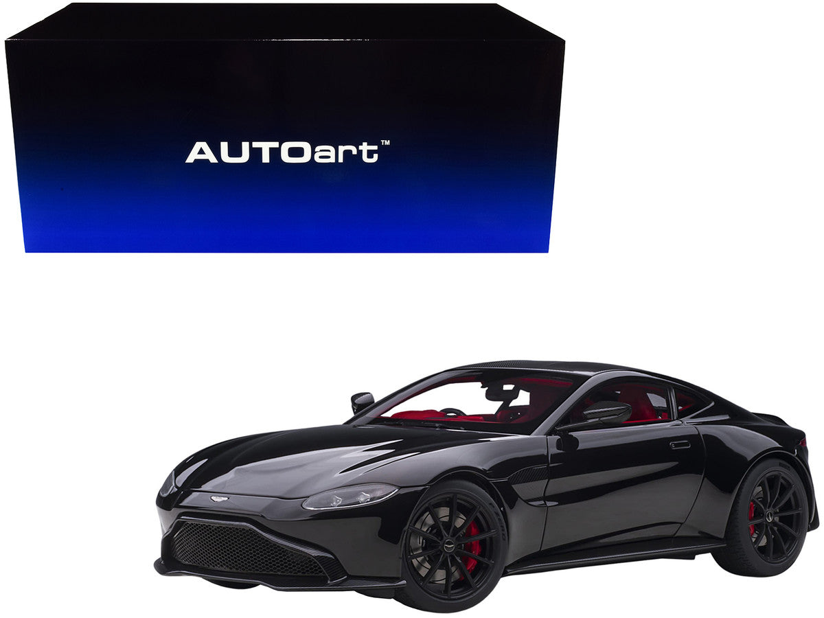 2019 Aston Martin Vantage RHD (Right Hand Drive) Jet Black with Red Interior 1/18 Model Car by Autoart-0