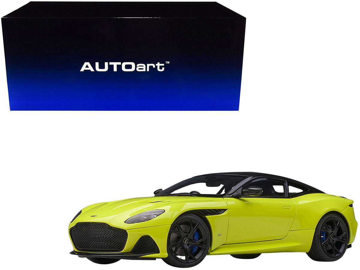 Aston Martin DBS Superleggera RHD (Right Hand Drive) Lime Essence Green Metallic with Carbon Top and Carbon Accents 1/18 Model Car by Autoart-0