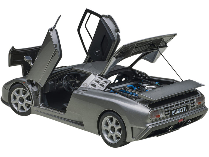 Bugatti EB110 SS Super Sport Grigio Metalizzatto Silver Metallic with Silver Wheels 1/18 Model Car by Autoart-1