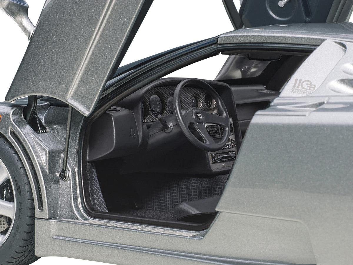 Bugatti EB110 SS Super Sport Grigio Metalizzatto Silver Metallic with Silver Wheels 1/18 Model Car by Autoart-3