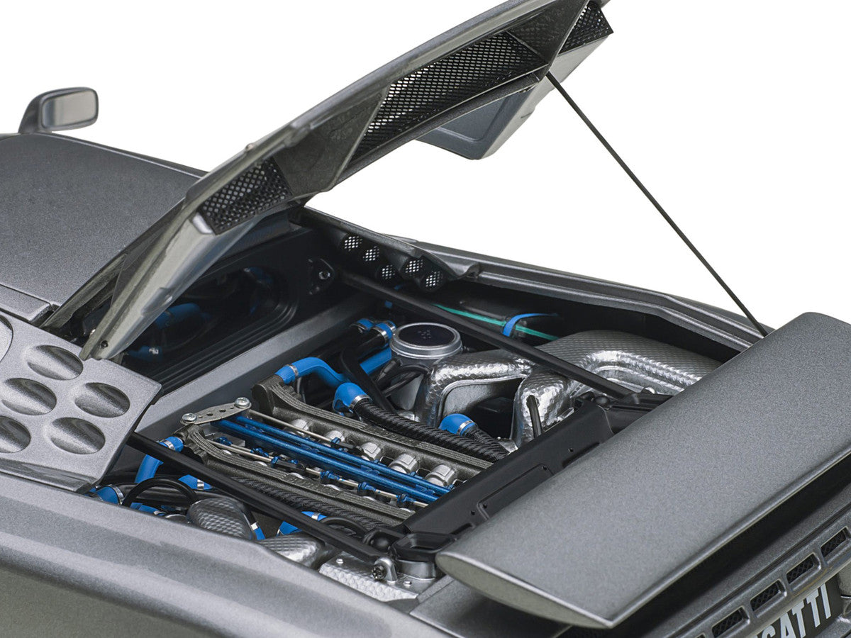 Bugatti EB110 SS Super Sport Grigio Metalizzatto Silver Metallic with Silver Wheels 1/18 Model Car by Autoart-4