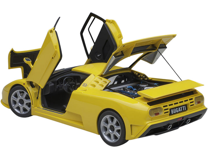 Bugatti EB110 SS Super Sport Giallo Bugatti Yellow with Silver Wheels 1/18 Model Car by Autoart-1