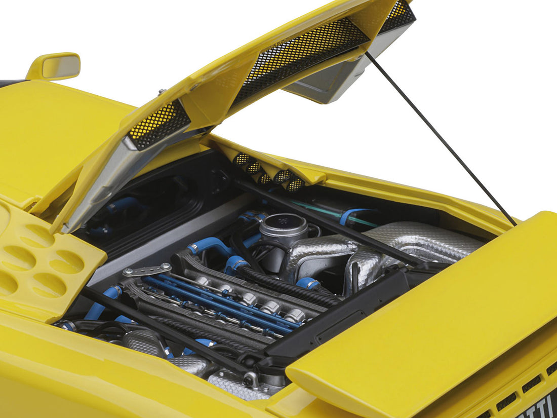 Bugatti EB110 SS Super Sport Giallo Bugatti Yellow with Silver Wheels 1/18 Model Car by Autoart-3