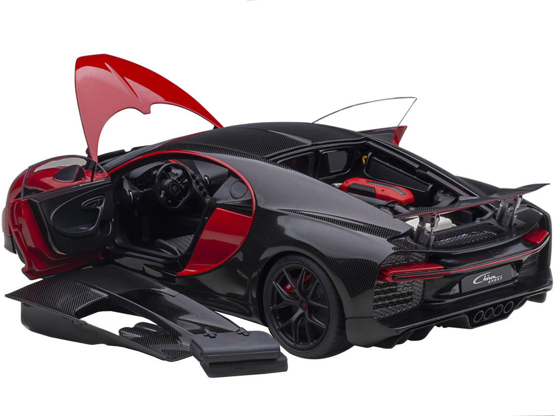 2019 Bugatti Chiron Sport Italian Red and Carbon Black 1/18 Model Car by Autoart-1