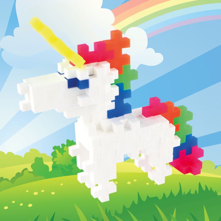 Plus Plus - Tube 70 pieces - UNICORN Puzzle Blocks Design with Background Image