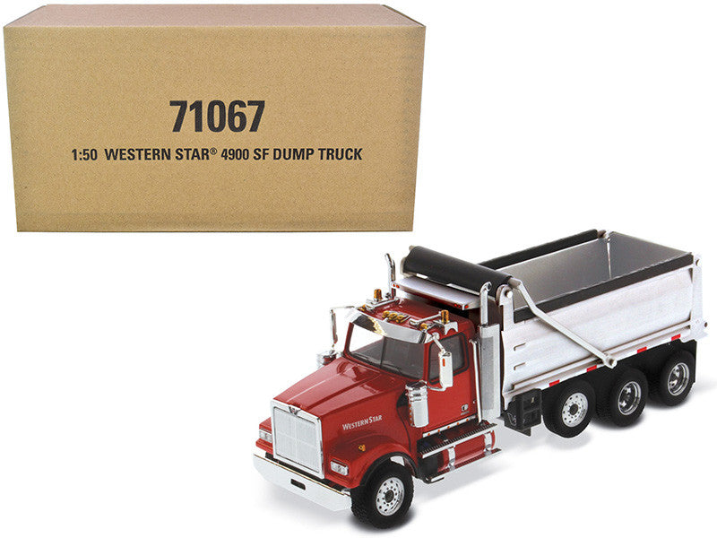 Western Star 4900 SF Dump Truck Red and Silver 1/50 Diecast Model by Diecast Masters-0