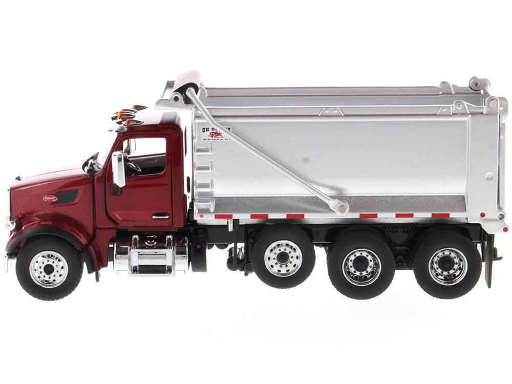 Peterbilt 567 SFFA Tandem Axle with Pusher Axle OX Stampede Dump Truck Red and Chrome "Transport Series" 1/50 Diecast Model by Diecast Masters-2