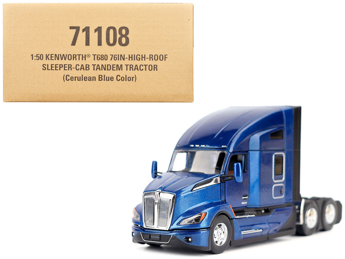Kenworth T680 Truck Tractor Deep Cerulean Blue Metallic "Transport Series" 1/50 Diecast Model by Diecast Masters-4