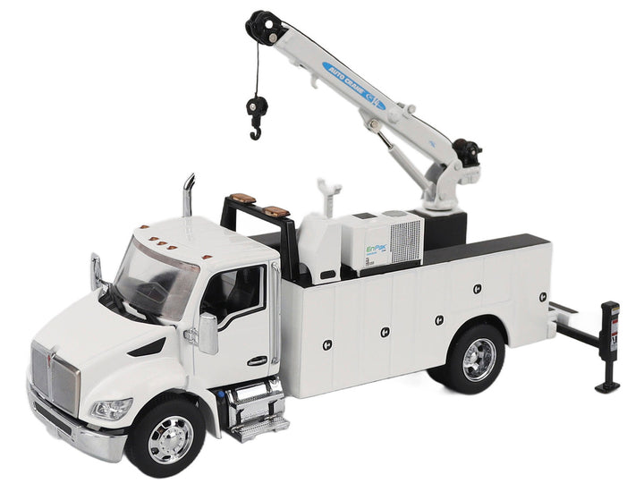 Kenworth T380 Auto-Crane Titan 85-Body HC14-Crane Work Truck with Miller EnPak White "Transport Series" 1/50 Diecast Model by Diecast Masters 2