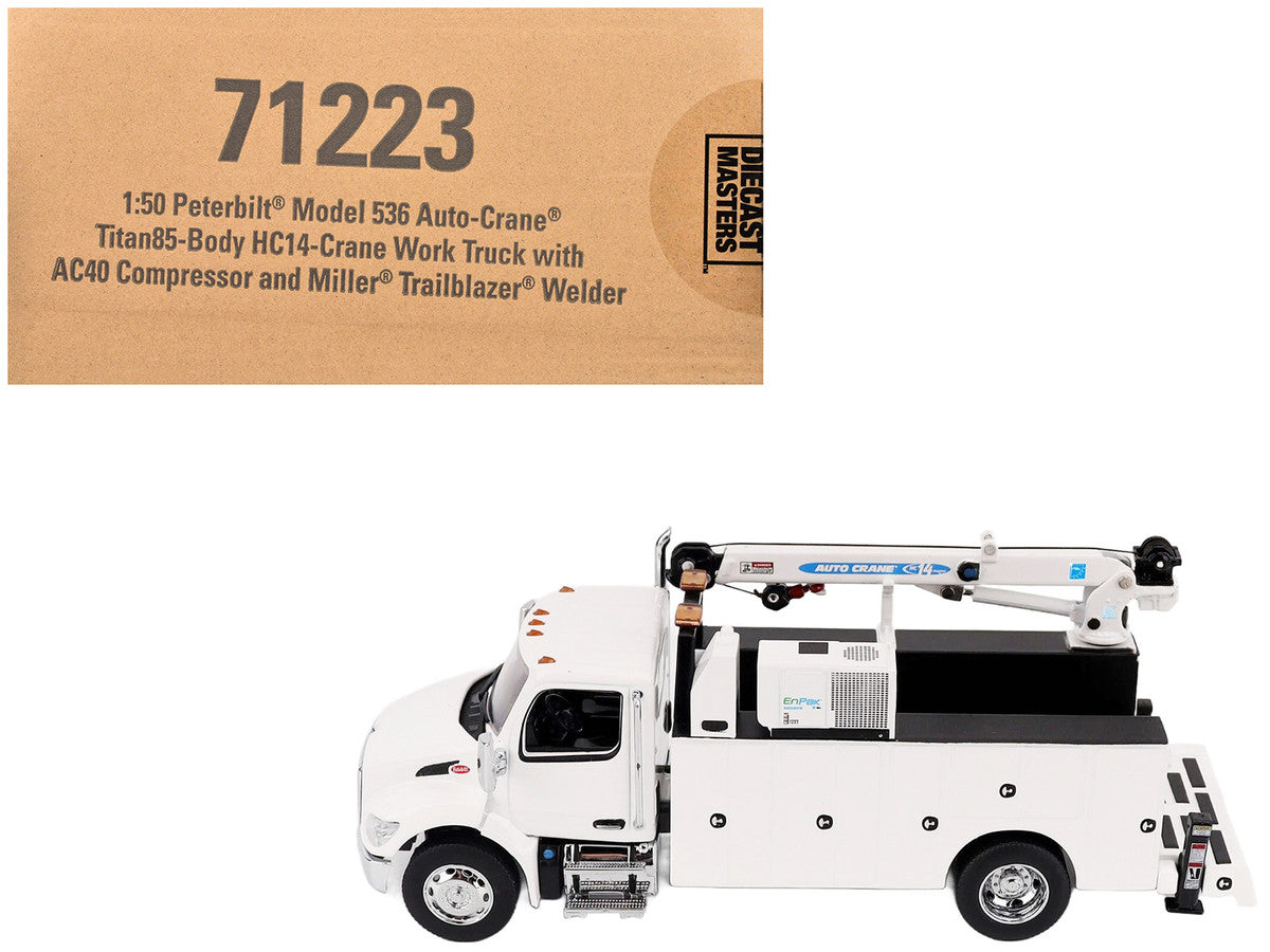 Peterbilt 536 Auto-Crane Titan 85-Body HC14-Crane Work Truck with Miller EnPak White "Transport Series" 1/50 Diecast Model by Diecast Masters 4