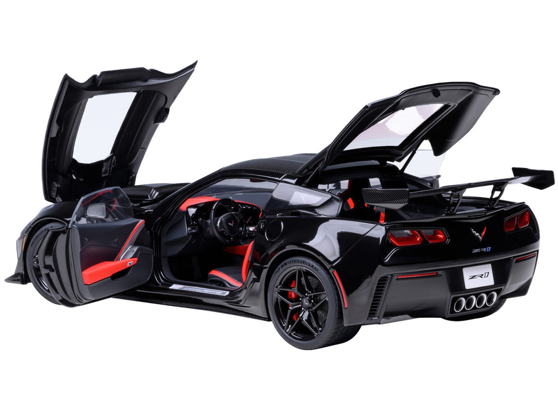 2019 Chevrolet Corvette C7 ZR1 Black with Carbon Top 1/18 Model Car by Autoart-1