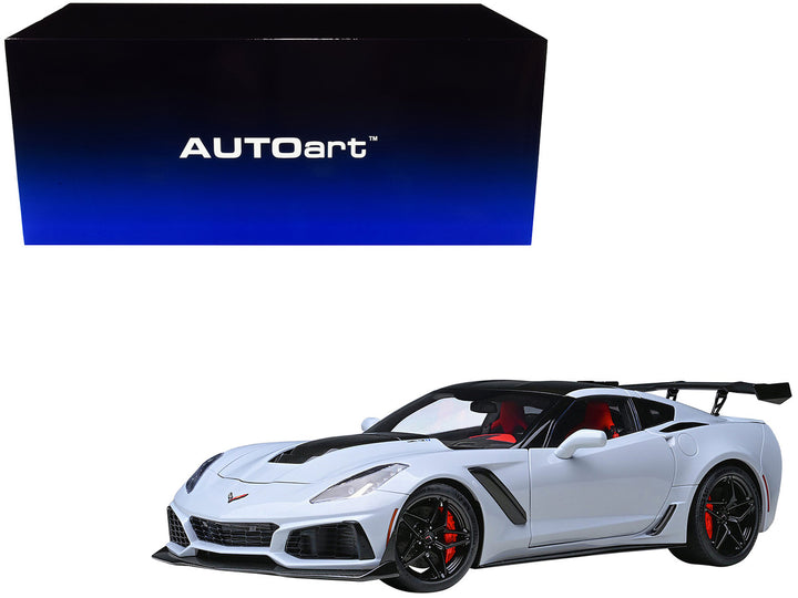 2019 Chevrolet Corvette C7 ZR1 Ceramic Matrix Gray Metallic with Carbon Top 1/18 Model Car by Autoart-0