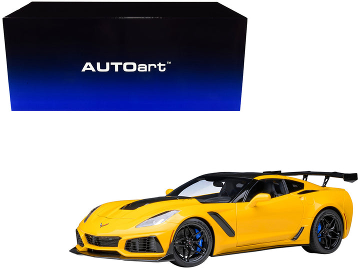 2019 Chevrolet Corvette C7 ZR1 Corvette Racing Yellow Tintcoat with Carbon Top 1/18 Model Car by Autoart-0