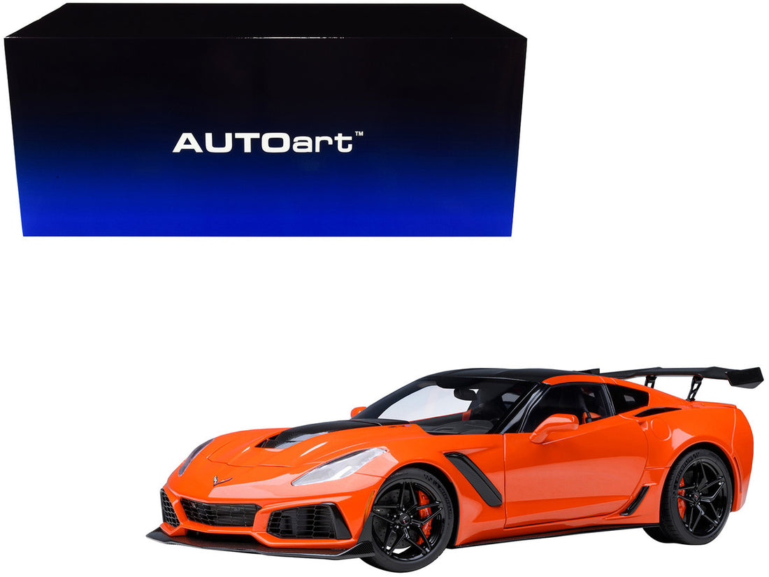 2019 Chevrolet Corvette C7 ZR1 Sebring Orange Tintcoat with Carbon Top 1/18 Model Car by Autoart-0