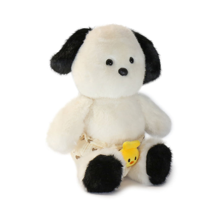 16-inch Black and White Dog with Yellow Bird Tag 2