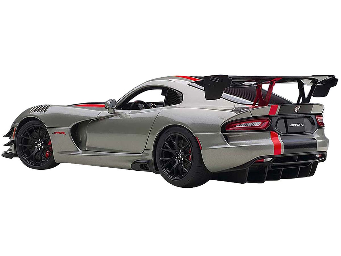 2017 Dodge Viper ACR Billet Silver Metallic with Black and Red Stripes 1/18 Model Car by Autoart-3