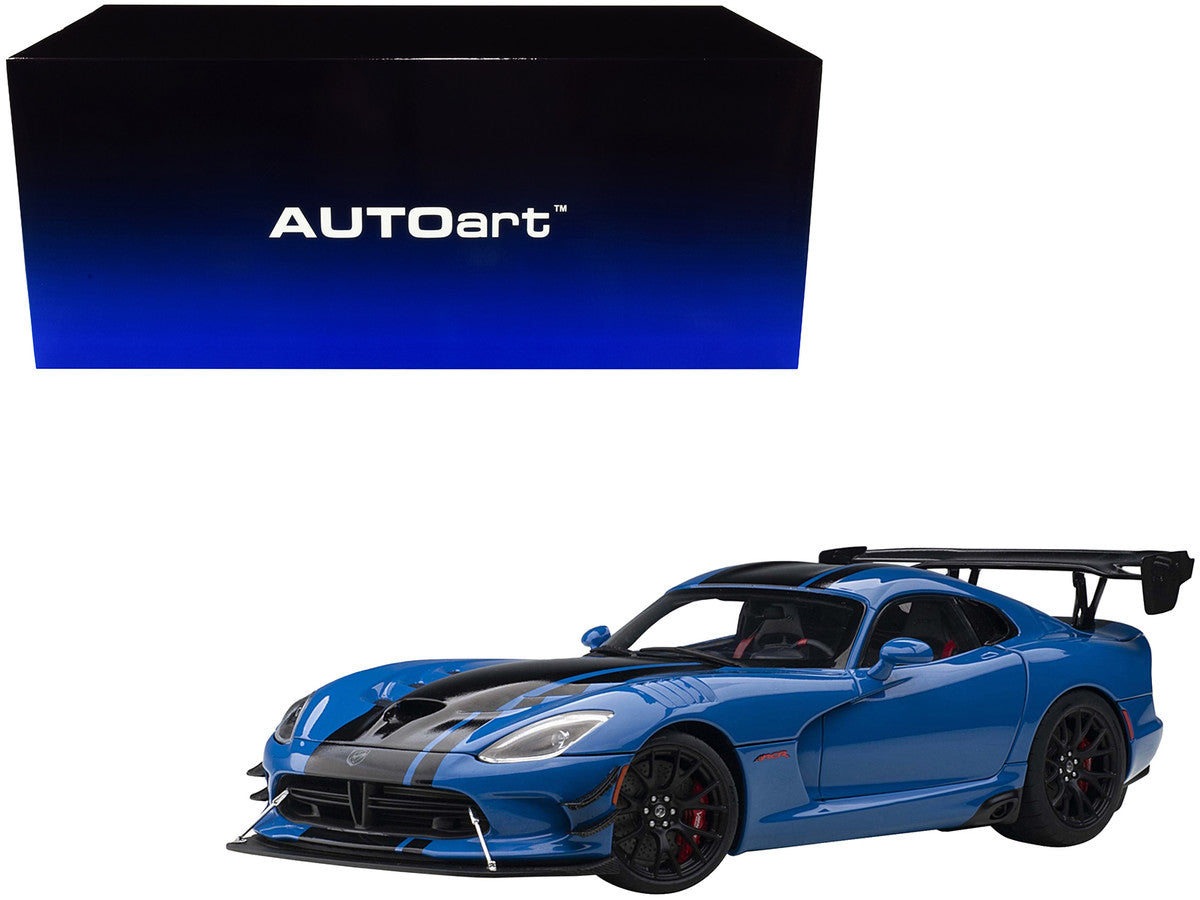 2017 Dodge Viper ACR Competition Blue with Black Stripes 1/18 Model Car by Autoart-0