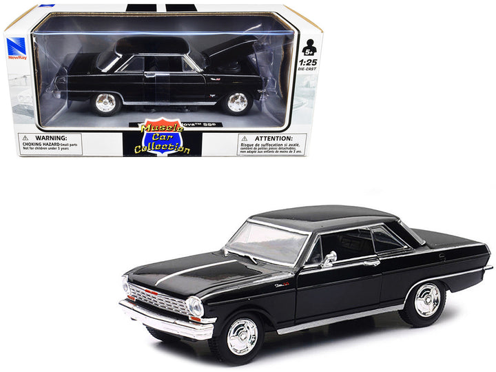 1964 Chevrolet Nova SS Black "Muscle Car Collection" 1/25 Diecast Model Car by New Ray-0