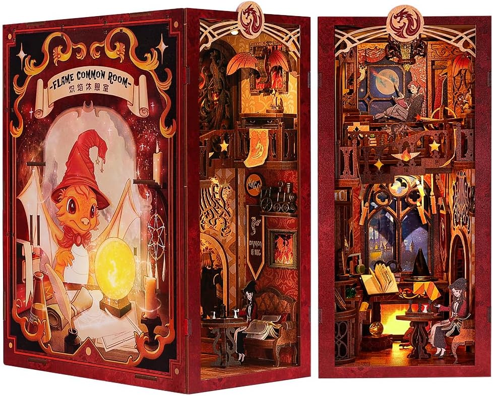 Book Nook Wizardi Miniature - Flame Common Room Roombox Kit-0