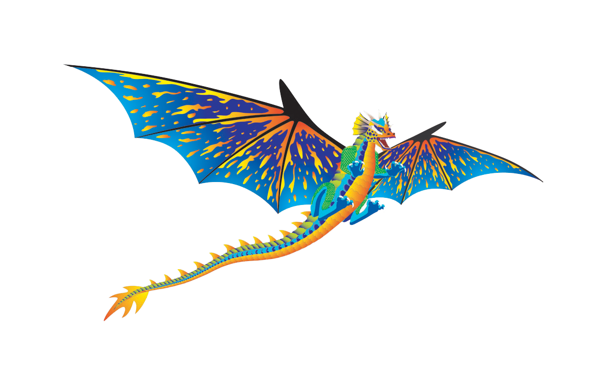 Kite - 76 Inch (6 Foot) Wingspan 3-D Nylon Blue Dragon Kite