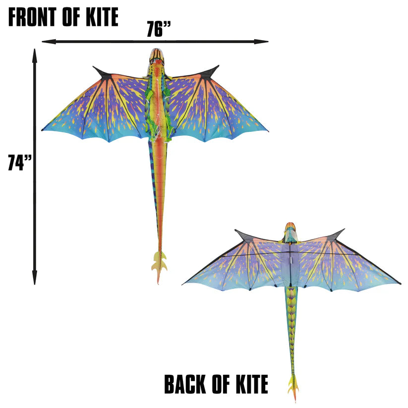 Kite - 76 Inch (6 Foot) Wingspan 3-D Nylon Blue Dragon Kite 2