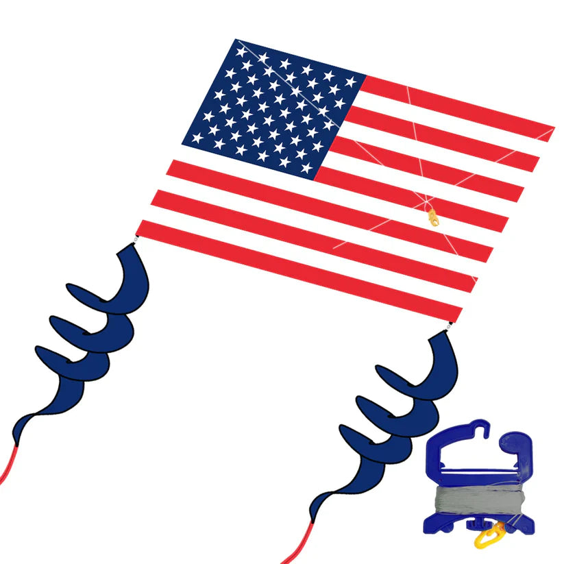 Kite - 50 Inch Wide Nylon US Flag Kite With Spinners 2