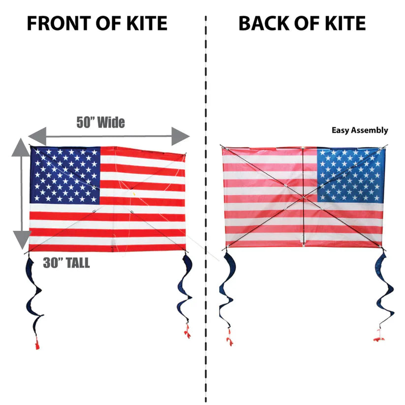 Kite - 50 Inch Wide Nylon US Flag Kite With Spinners 3