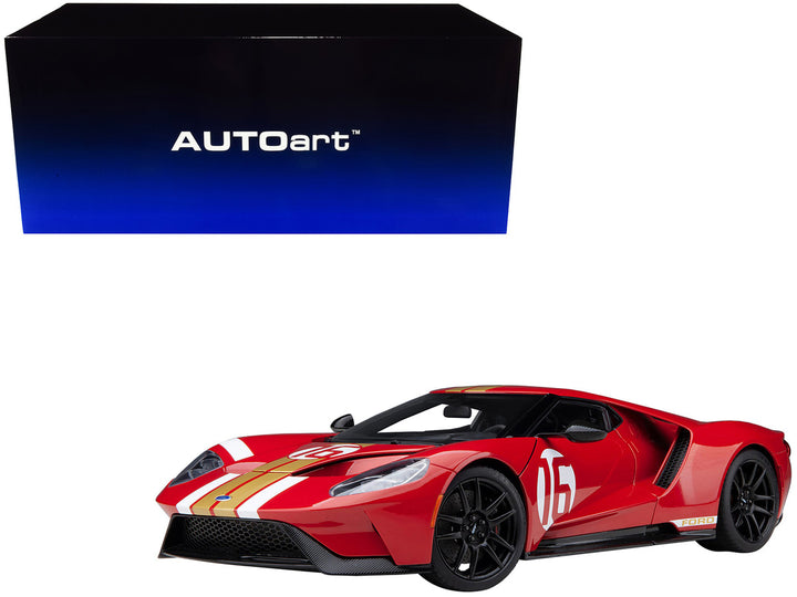 Ford GT Heritage Edition #16 "Alan Mann" Red Metallic with Gold Stripes 1/18 Model Car by Autoart-0