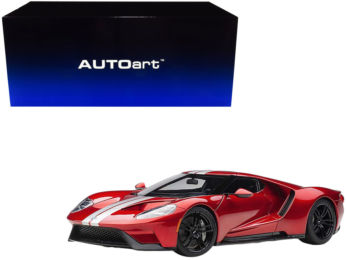 2017 Ford GT Liquid Red with Silver Stripes 1/18 Model Car by Autoart-0