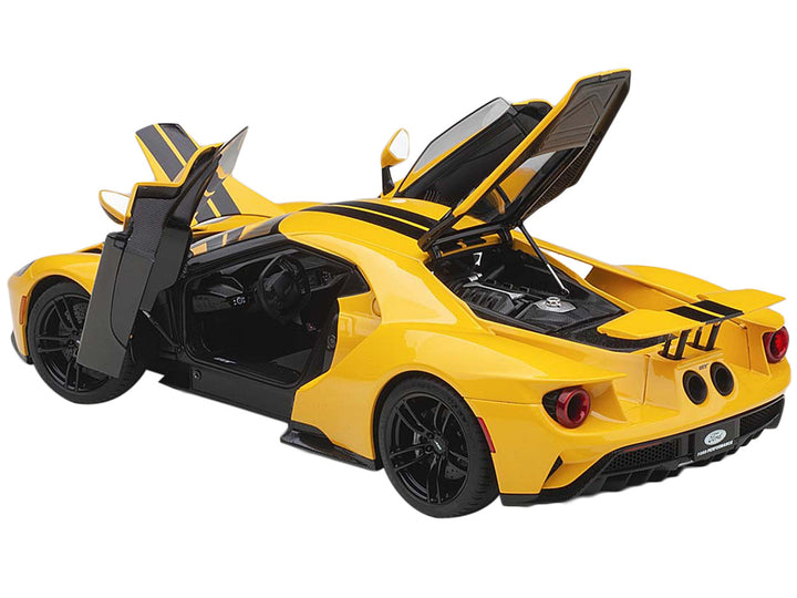 2017 Ford GT Triple Yellow with Black Stripes 1/18 Model Car by Autoart-1