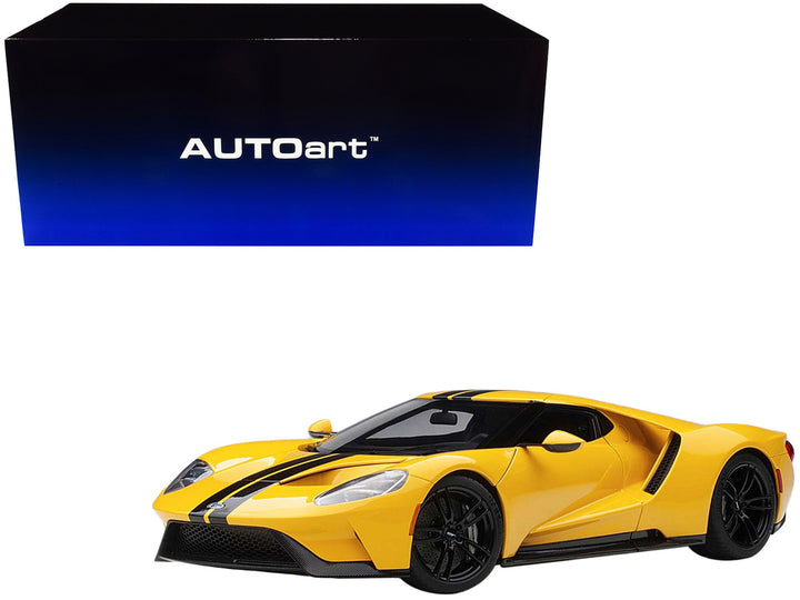 2017 Ford GT Triple Yellow with Black Stripes 1/18 Model Car by Autoart-0