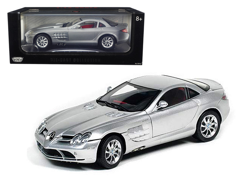 Mercedes McLaren SLR Silver with Red Interior 1/12 Diecast Model Car by Motormax-0