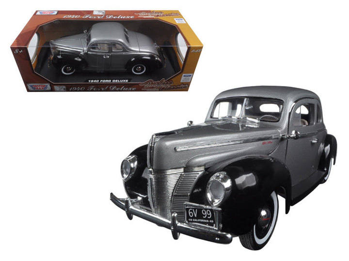 1940 Ford Deluxe Grey with Black "Timeless Classics" 1/18 Diecast Model Car by Motormax-0