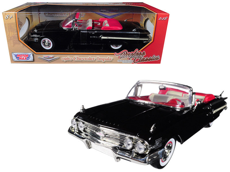 1960 Chevrolet Impala Convertible Black 1/18 Diecast Car Model by Motormax-0