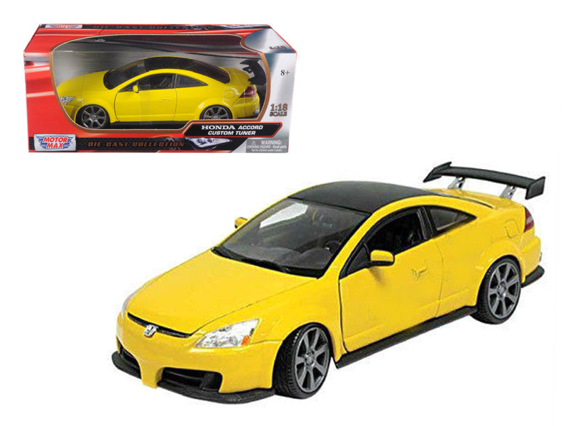 2003 Honda Accord Custom Tuner Yellow 1/18 Diecast Model Car by Motormax-0