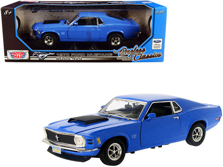 1970 Ford Mustang Boss 429 Dark Blue "Timeless Classics" Series 1/18 Diecast Model Car by Motormax-0