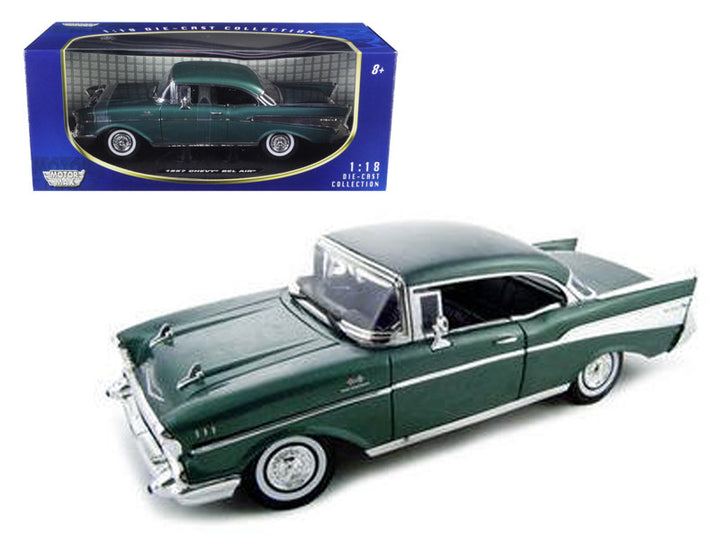 1957 Chevrolet Bel Air Hard Top Green 1/18 Diecast Model Car by Motormax-0