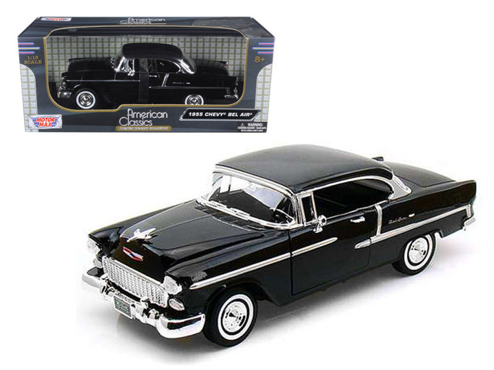 1955 Chevrolet Bel Air Hard Top Black 1/18 Diecast Car Model by Motormax-0