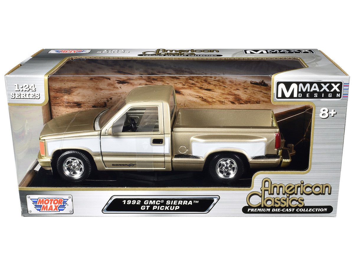 1992 GMC Sierra GT Pickup Truck Gold Metallic with White Sides "American Classics" Series 1/24 Diecast Model Car by Motormax-2