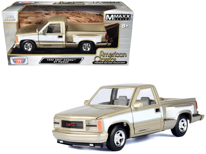 1992 GMC Sierra GT Pickup Truck Gold Metallic with White Sides "American Classics" Series 1/24 Diecast Model Car by Motormax-0