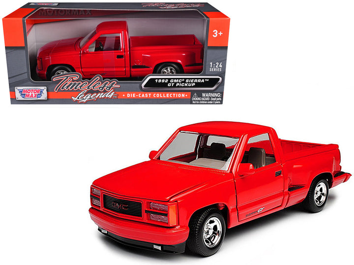 GMC 1992 Sierra GT Red Pickup Truck 1/24 Diecast Model by Motormax