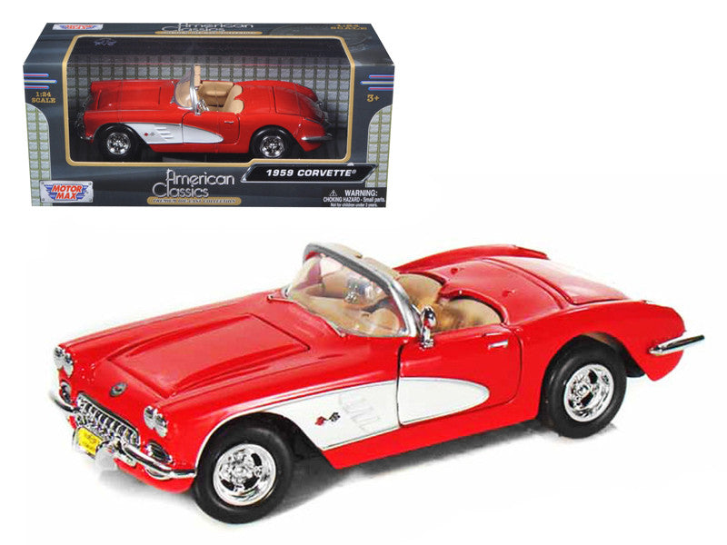 1959 Chevrolet Corvette Convertible Red 1/24 Diecast Model Car by Motormax-0