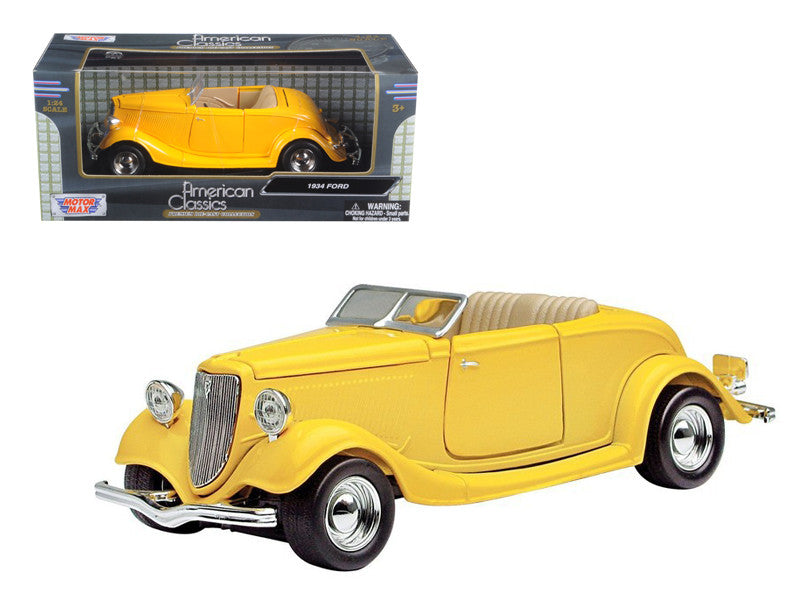 1934 Ford Coupe Yellow 1/24 Diecast Car Model by Motormax-0