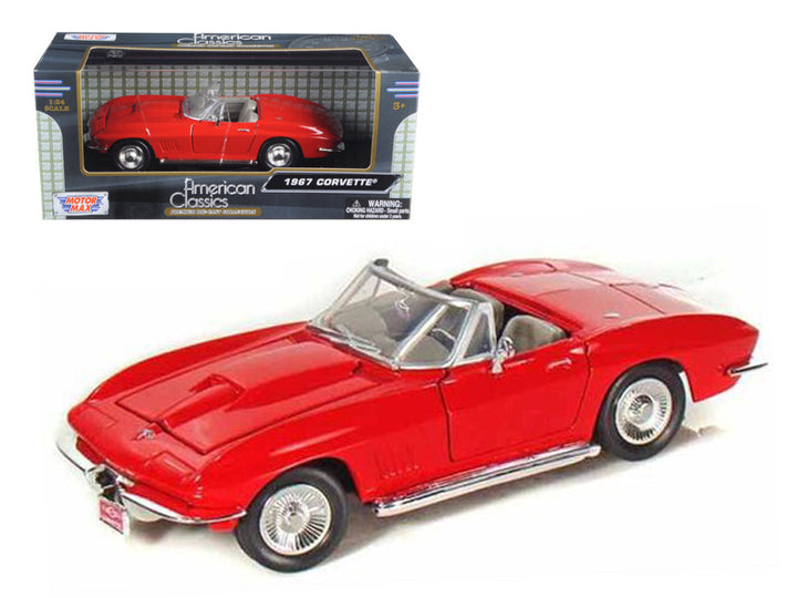 1967 Chevrolet Corvette Convertible Red 1/24 Diecast Model Car by Motormax-0
