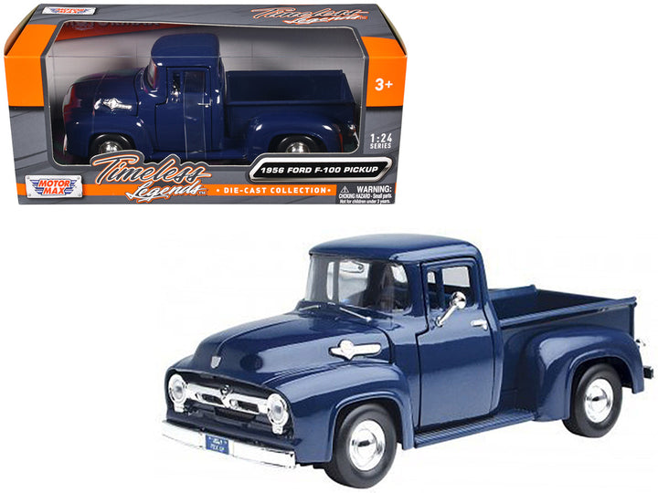 1956 Ford F-100 Pickup Truck Blue 1/24 Diecast Model Car by Motormax-0