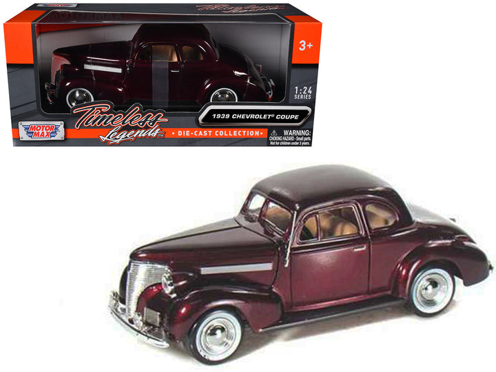 Chevrolet 1939 Coupe Burgundy 1/24 Diecast Model Car by Motormax 3