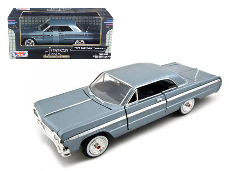 1964 Chevrolet Impala Blue 1/24 Diecast Model Car by Motormax-0