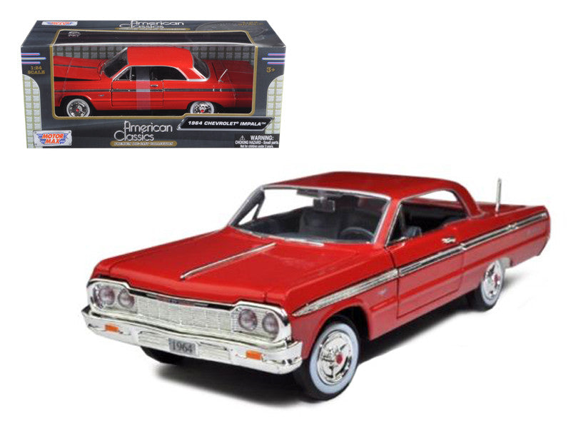 1964 Chevrolet Impala Red 1/24 Diecast Model Car by Motormax-0